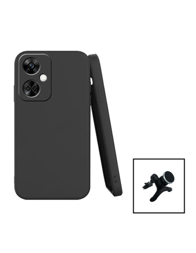 Kit Suporte Magnético Reforçado de Carro + Capa Silicone Líquido para onePlus Nord CE3 - Preto