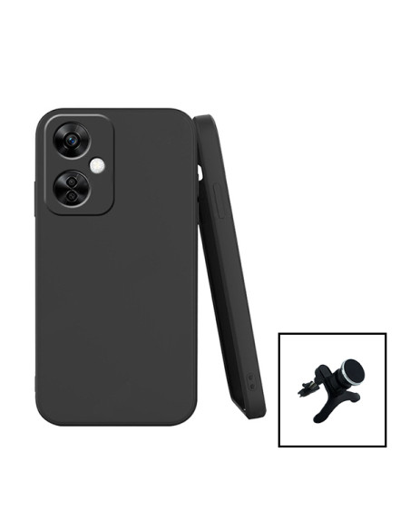 Kit Suporte Magnético Reforçado de Carro + Capa Silicone Líquido para Oppo K11X - Preto