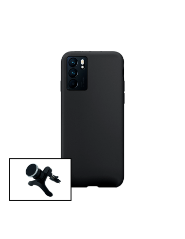 Kit Suporte Magnético Reforçado de Carro + Capa Silicone Líquido para Oppo Reno6 Pro 5G