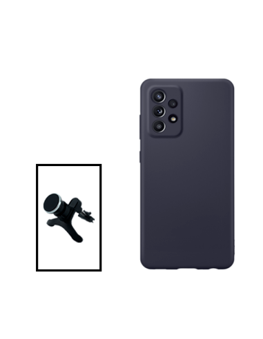 Kit Suporte Magnético Reforçado de Carro + Capa Silicone Líquido para Samsung Galaxy A33 5G - Preto