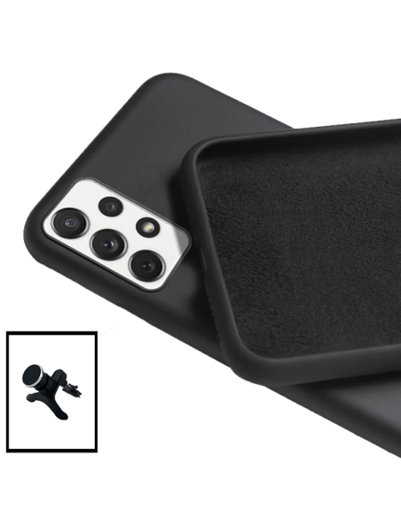 Kit Suporte Magnético Reforçado de Carro + Capa Silicone Líquido para Samsung Galaxy M32 5G