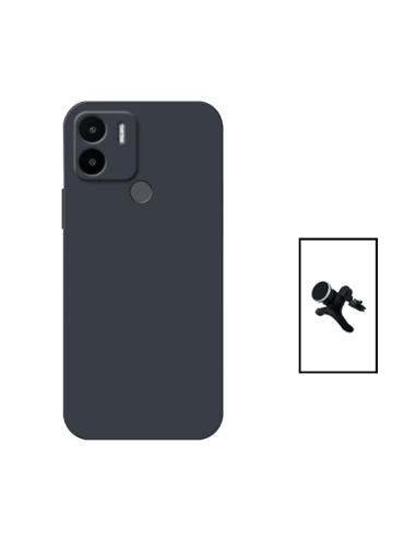 Kit Suporte Magnético Reforçado de Carro + Capa Silicone Líquido para Xiaomi Poco C50 - Preto