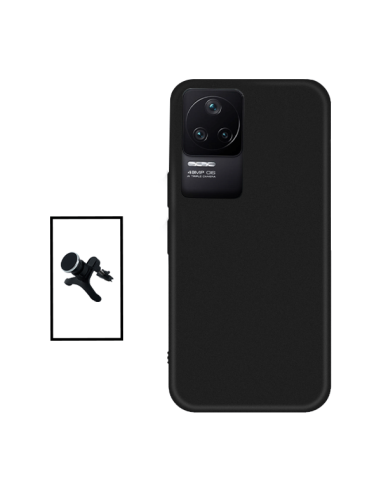 Kit Suporte Magnético Reforçado de Carro + Capa Silicone Líquido para Xiaomi Redmi K40S - Preto