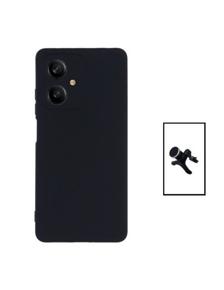 Kit Suporte Magnético Reforçado de Carro + Capa Silicone Líquido para Xiaomi Redmi Note 12 - Preto