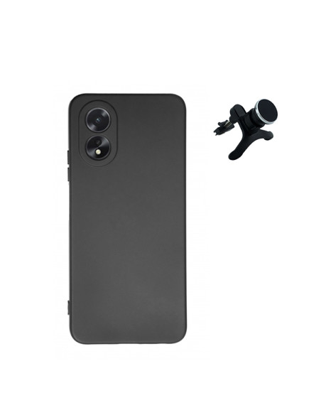 Kit Suporte Magnético Reforçado de Carro + Capa Silicone Líquido Phonecare para Oppo A38 4G - Preto