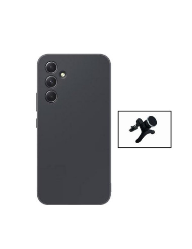 Kit Suporte Magnético Reforçado de Carro + Capa Silicone Líquido Phonecare para Samsung Galaxy A55 5G - Preto