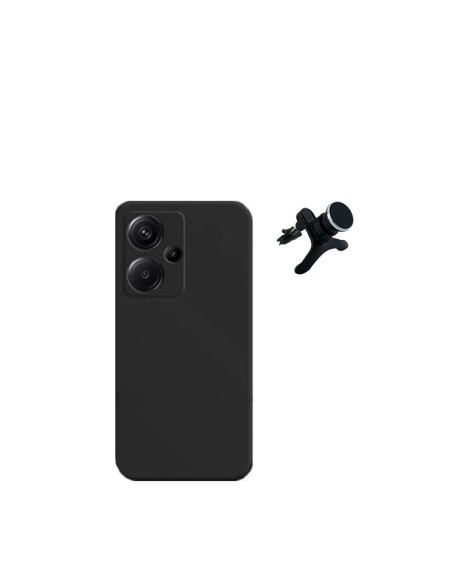 Kit Suporte Magnético Reforçado de Carro + Capa Silicone Líquido Phonecare para Xiaomi Redmi Note 13 Pro+ Plus - Preto