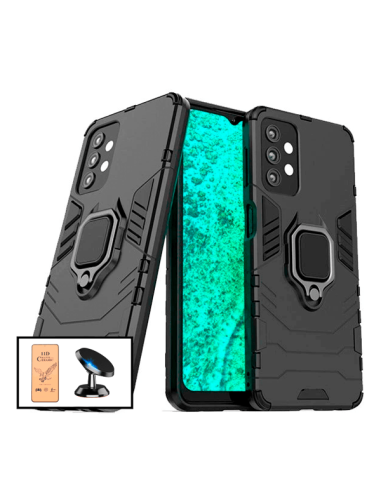 Kit Vidro Temperado CeramicGlass Full Cover + Capa 3X1 Military Defender + Suporte Magnético de Carro para Samsung Galaxy A52 5G