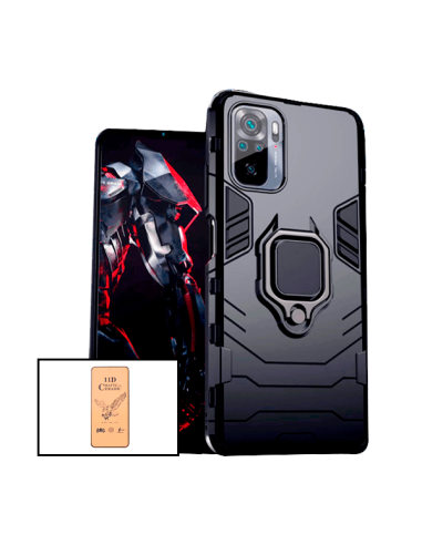 Kit Vidro Temperado CeramicGlass Full Cover + Capa 3X1 Military Defender para Xiaomi Redmi Note 10s