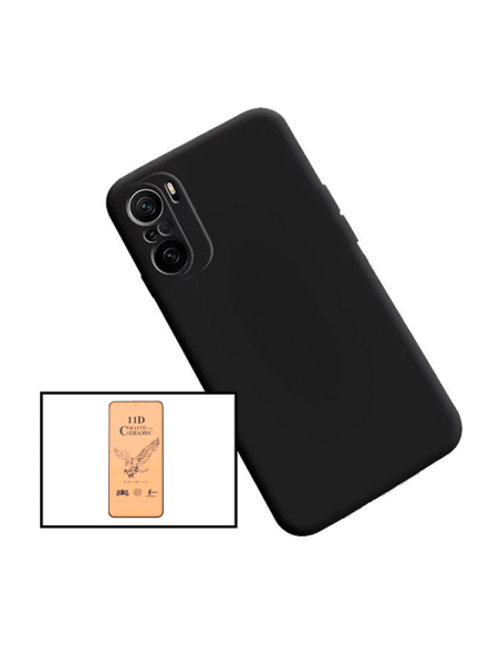 Kit Vidro Temperado CeramicGlass Full Cover + Capa Silicone Líquido para Xiaomi Redmi Note 10 Pro