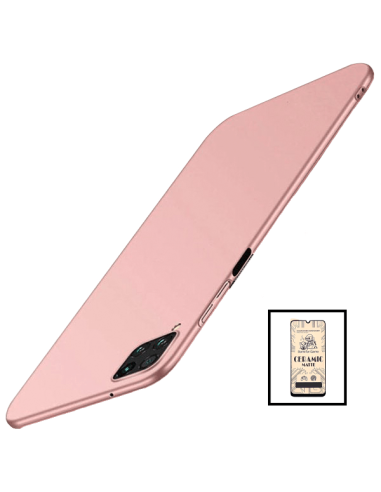 Kit Vidro Temperado CeramicGlass Full Cover + Capa SlimShield para Samsung Galaxy A12 Nacho Rosa