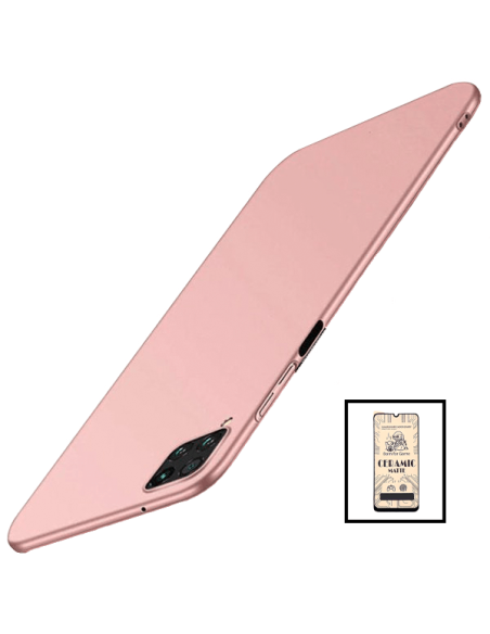 Kit Vidro Temperado CeramicGlass Full Cover + Capa SlimShield para Samsung Galaxy A42 5G Rosa