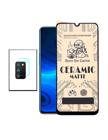 Kit Vidro Temperado CeramicGlass Full Cover + Película de Camara para Samsung Galaxy F02s