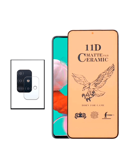 Kit Vidro Temperado CeramicGlass Full Cover + Película de Camara para Samsung Galaxy A71 5G