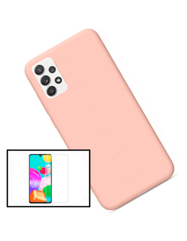 Kit Vidro Temperado ClearGlass + Capa Silicone Líquido para Samsung Galaxy A52 - Rosa