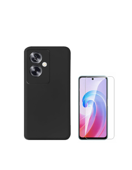 Kit Vidro Temperado ClearGlass + Capa Silicone Líquido Phonecare para Oppo A79 5G - Preto