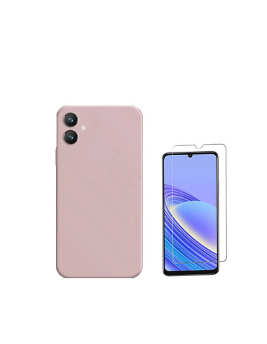 Kit Vidro Temperado ClearGlass + Capa Silicone Líquido Phonecare para Samsung Galaxy A05 - Rosa