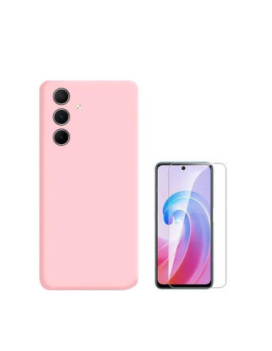 Kit Vidro Temperado ClearGlass + Capa Silicone Líquido Phonecare para Samsung Galaxy A35 5G - Rosa