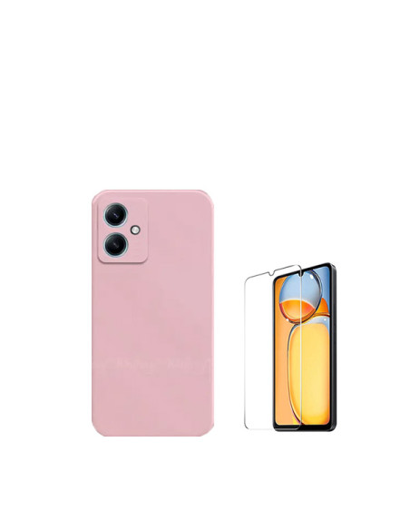 Kit Vidro Temperado ClearGlass + Capa Silicone Líquido Phonecare para Xiaomi Redmi 13C 5G - Rosa