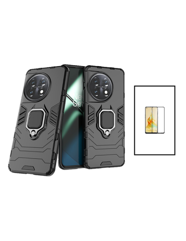 Kit Película de Vidro Temperado Curved + Capa 3X1 Military Defender para onePlus 11 - Preto