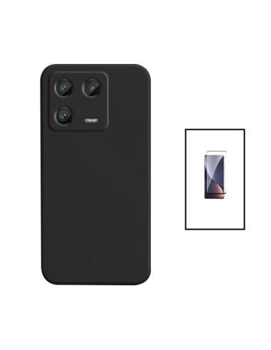 Kit Película de Vidro Temperado Curved + Capa Silicone Líquido para Xiaomi 13 Pro - Preto