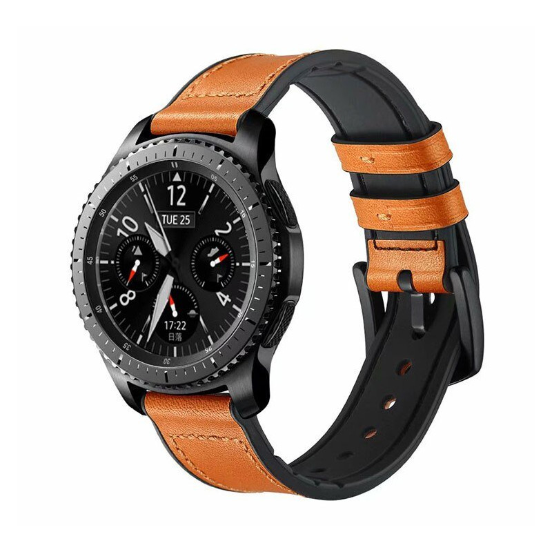 Bracelete Premium SiliconLeather para Samsung Galaxy Watch3 4G 41mm - Preto / Preto