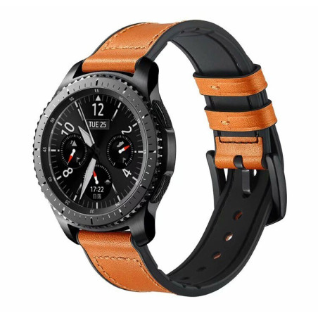 Bracelete Premium SiliconLeather para Samsung Galaxy Watch3 4G 41mm - Preto / Preto